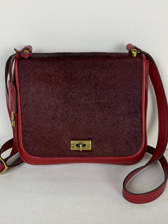 Fossil Handbags - Fossil Memoir Flap Crossbody Bag - Stylish Cranberry Leather & Calf Hair